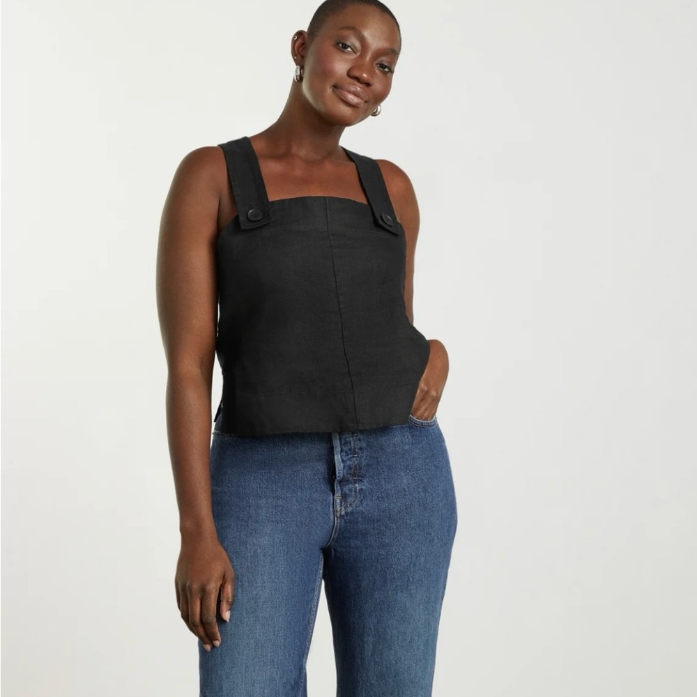 Everlane Black Linen Tank Top